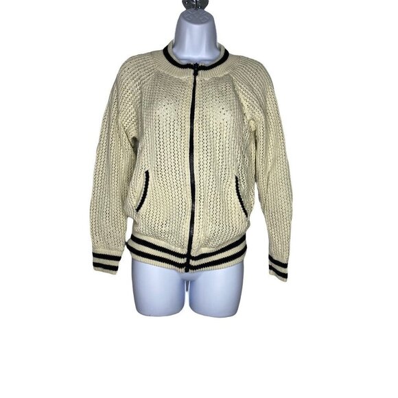 Piperlime Women's Knit Beige Sweater Jacket Varsity SZ M - Picture 1 of 6